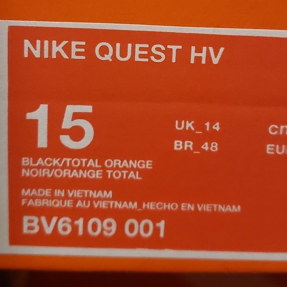 nike quest hv black orange